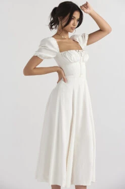 White Puff Sleeve Midi Sundress -Pinkyy Kleider Geschaft tallulah wh 8