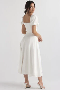 White Puff Sleeve Midi Sundress -Pinkyy Kleider Geschaft tallulah wh 9