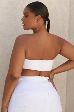 White Linen Mix Bandeau Top 29 White Linen Mix Bandeau Top -Pinkyy Kleider Geschaft tanicejada 14a