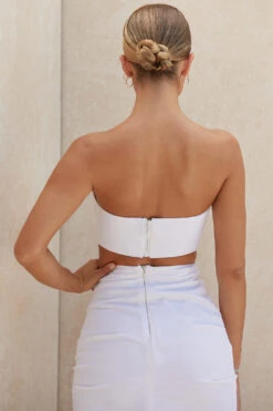 White Linen Mix Bandeau Top 26 White Linen Mix Bandeau Top -Pinkyy Kleider Geschaft tanicejada 6