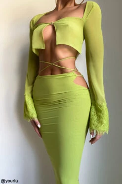 Lime Green Georgette Cropped Top 19 Lime Green Georgette Cropped Top -Pinkyy Kleider Geschaft tara g51