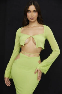 Lime Green Georgette Cropped Top 16 Lime Green Georgette Cropped Top -Pinkyy Kleider Geschaft taramadeline 5