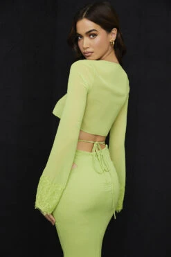 Lime Green Georgette Cropped Top 18 Lime Green Georgette Cropped Top -Pinkyy Kleider Geschaft taramadeline 9