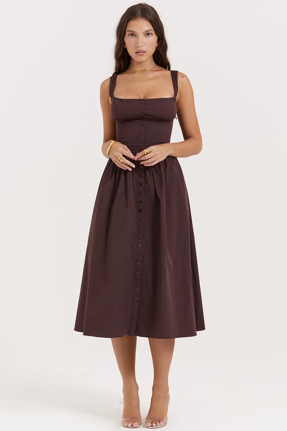Rich Brown Midi Sundress 3 Rich Brown Midi Sundress – Bild 3