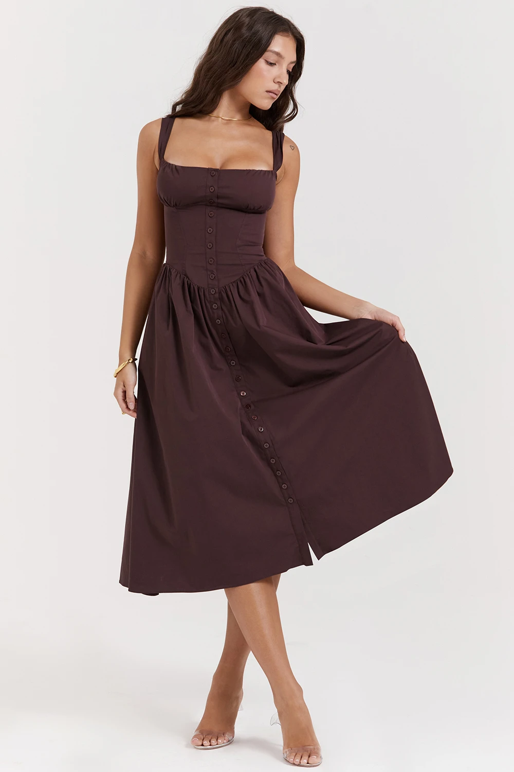 Rich Brown Midi Sundress 4 Rich Brown Midi Sundress – Bild 4