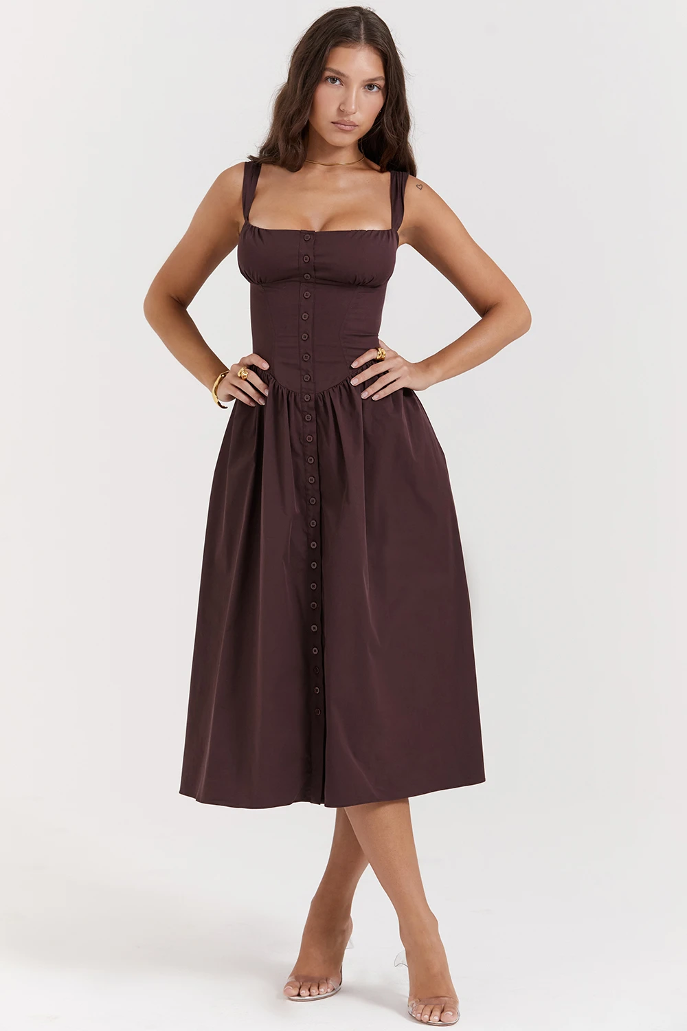 Rich Brown Midi Sundress 5 Rich Brown Midi Sundress – Bild 5
