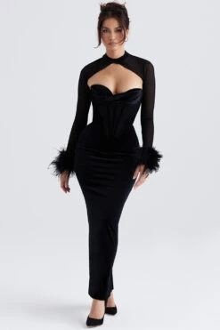 Black Velvet Corset Maxi Dress 23 Black Velvet Corset Maxi Dress -Pinkyy Kleider Geschaft thalia 2