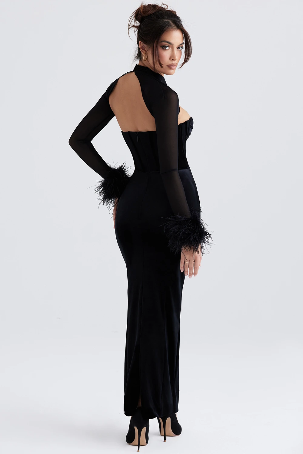 Black Velvet Corset Maxi Dress 7 Black Velvet Corset Maxi Dress – Bild 7