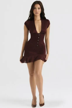 Wine Ruffle Corset Dress -Pinkyy Kleider Geschaft tianna 1z