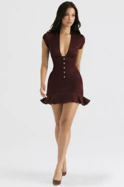 Wine Ruffle Corset Dress -Pinkyy Kleider Geschaft tianna 2z
