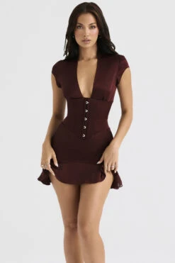Wine Ruffle Corset Dress -Pinkyy Kleider Geschaft tianna 3z