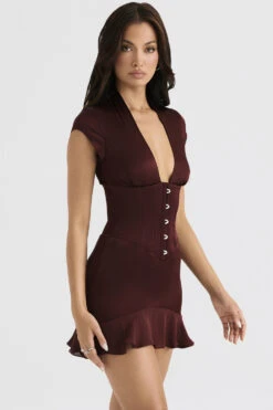 Wine Ruffle Corset Dress -Pinkyy Kleider Geschaft tianna 6z
