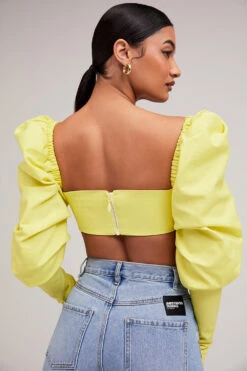 Mistress Rocks 'Tough Love' Lemon Puff Sleeve Cropped Top -Pinkyy Kleider Geschaft tough love 11