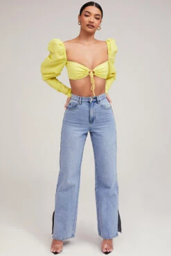 Mistress Rocks 'Tough Love' Lemon Puff Sleeve Cropped Top -Pinkyy Kleider Geschaft tough love 7