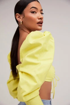 Mistress Rocks 'Tough Love' Lemon Puff Sleeve Cropped Top -Pinkyy Kleider Geschaft tough love 9