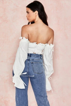 White Ruched Off Shoulder Top 25 White Ruched Off Shoulder Top -Pinkyy Kleider Geschaft tulayara 10