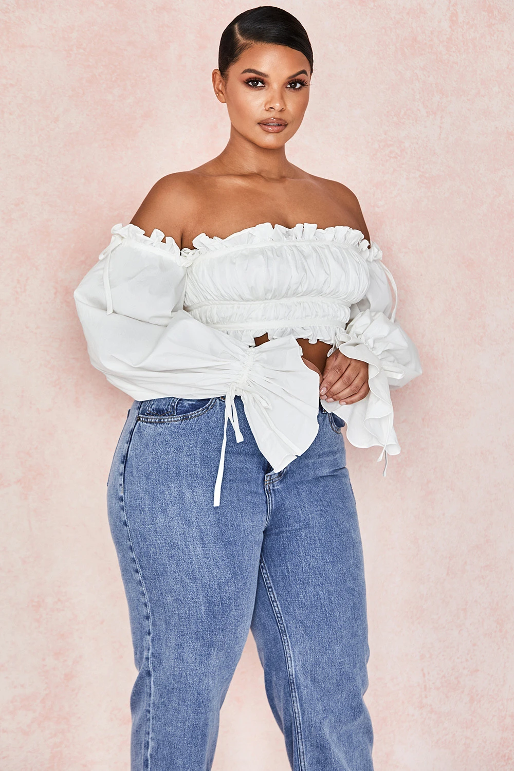White Ruched Off Shoulder Top 10 White Ruched Off Shoulder Top – Bild 10