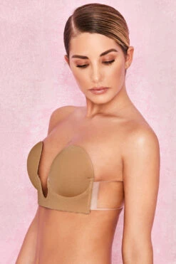 U Plunge Self Adhesive Bra - Caramel -Pinkyy Kleider Geschaft u plunge nude 4 1