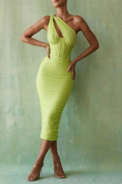 Lime Asymmetric Cutout Midi Dress -Pinkyy Kleider Geschaft untitledcapture75987