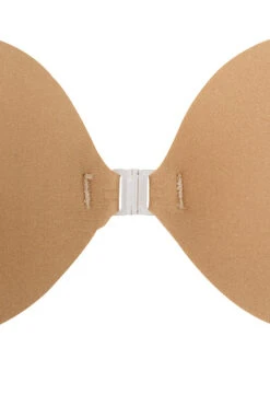 Front Fastening Moulded Microfibre 'V' Bra - Caramel -Pinkyy Kleider Geschaft v bra front fastening caramel 03