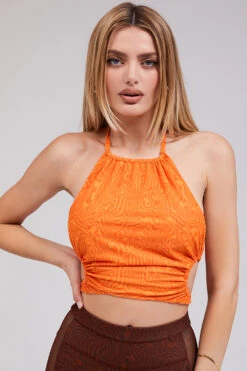 Mistress Rocks 'Vacay Mode' Orange Halter Neck Crop Top 16 Mistress Rocks 'Vacay Mode' Orange Halter Neck Crop Top -Pinkyy Kleider Geschaft vacay 15a