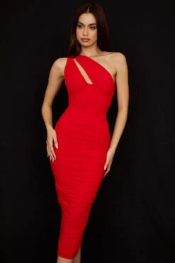 Scarlet Asymmetric Cutout Midi Dress -Pinkyy Kleider Geschaft valentina 3 1