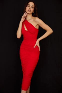 Scarlet Asymmetric Cutout Midi Dress -Pinkyy Kleider Geschaft valentina 4 1