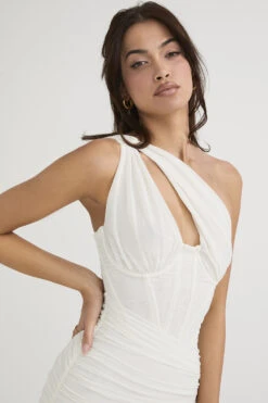 Ivory Asymmetric Cutout Midi Dress -Pinkyy Kleider Geschaft valentina 5