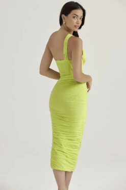 Lime Asymmetric Cutout Midi Dress -Pinkyy Kleider Geschaft valentina l7