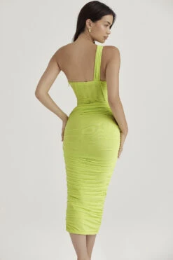 Lime Asymmetric Cutout Midi Dress -Pinkyy Kleider Geschaft valentina l8
