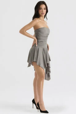 Smoke Gathered Asymmetric Dress -Pinkyy Kleider Geschaft valeria 7