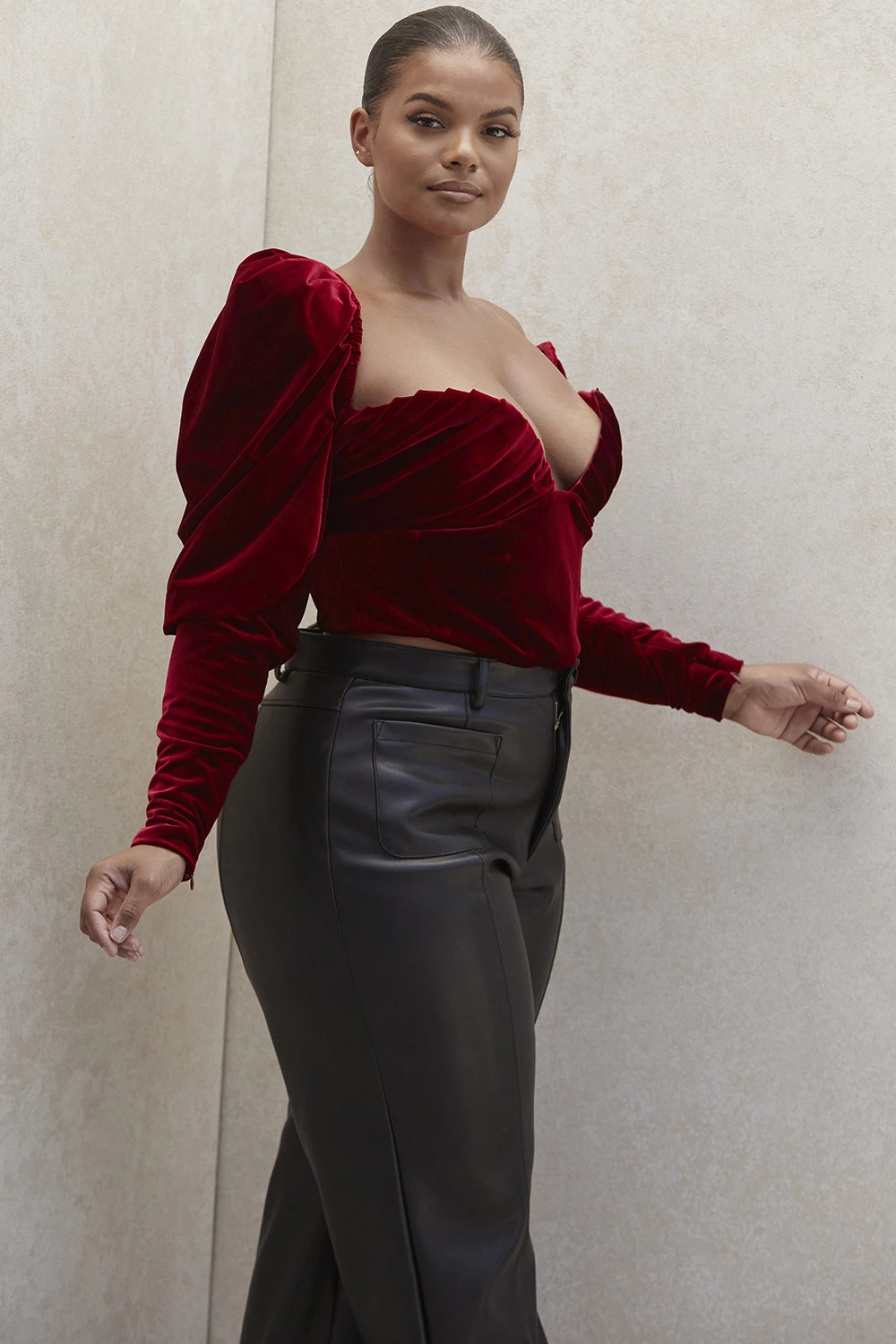 Wine Velvet Long Sleeved Corset 10 Wine Velvet Long Sleeved Corset – Bild 10