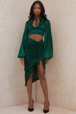 Emerald Green Satin Balloon Sleeve Top 19 Emerald Green Satin Balloon Sleeve Top -Pinkyy Kleider Geschaft vandra 1d