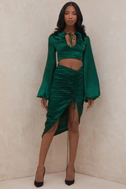 Emerald Green Satin Balloon Sleeve Top 20 Emerald Green Satin Balloon Sleeve Top -Pinkyy Kleider Geschaft vandra 2d