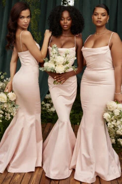 Blush Satin Fishtail Gown -Pinkyy Kleider Geschaft violettab41