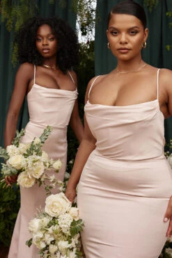 Blush Satin Fishtail Gown -Pinkyy Kleider Geschaft violettab44