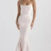 Blush Satin Fishtail Gown