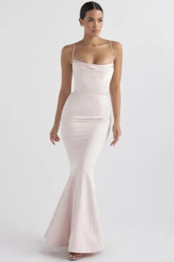 Blush Satin Fishtail Gown -Pinkyy Kleider Geschaft violette 2g