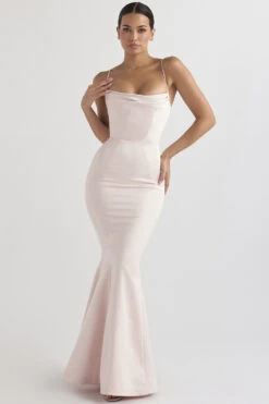 Blush Satin Fishtail Gown -Pinkyy Kleider Geschaft violette 4g