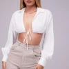 Mistress Rocks 'Wishlist' White Balloon Sleeve Cropped Shirt With Bralette