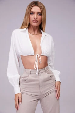 Mistress Rocks 'Wishlist' White Balloon Sleeve Cropped Shirt With Bralette 10 Mistress Rocks 'Wishlist' White Balloon Sleeve Cropped Shirt With Bralette -Pinkyy Kleider Geschaft wishlist 6