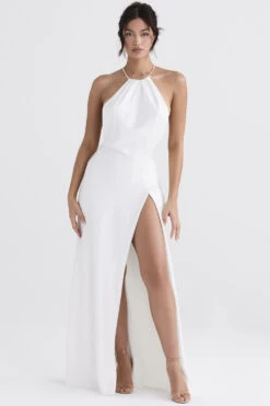 Ivory Thigh Slit Maxi Dress -Pinkyy Kleider Geschaft zanab 1