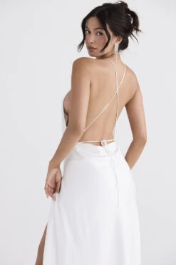 Ivory Thigh Slit Maxi Dress -Pinkyy Kleider Geschaft zanab 10