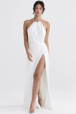 Ivory Thigh Slit Maxi Dress -Pinkyy Kleider Geschaft zanab 2 1